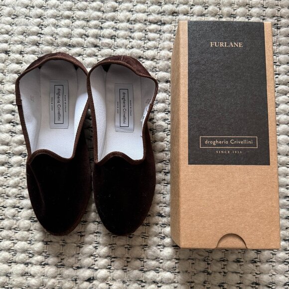 Drogheria Crivellini Velvet Brown Flats - Picture 1 of 3